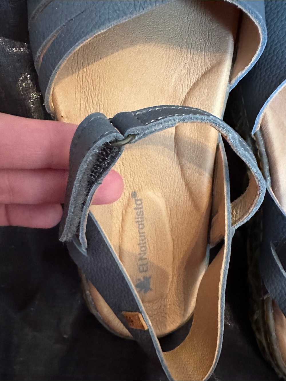 El Naturalista Blue-Gray Leather Strappy Sandals Velcro strap EU 39 US 8.5 eco - Picture 6 of 12